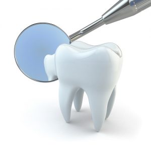 Closed-up of a tooth along with the magnifying-mirror and as the header image of 