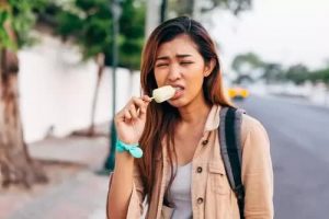 Female eating an ice cream, that represents the 